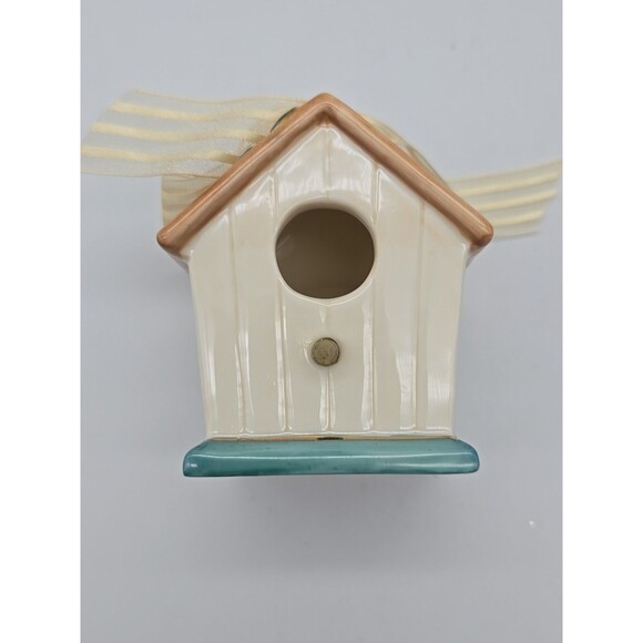 Vtg Papel Giftware BIRDHOUSE Ornament JOYS OF WINTER Christmas 3.25” Porcelain - Picture 10 of 10